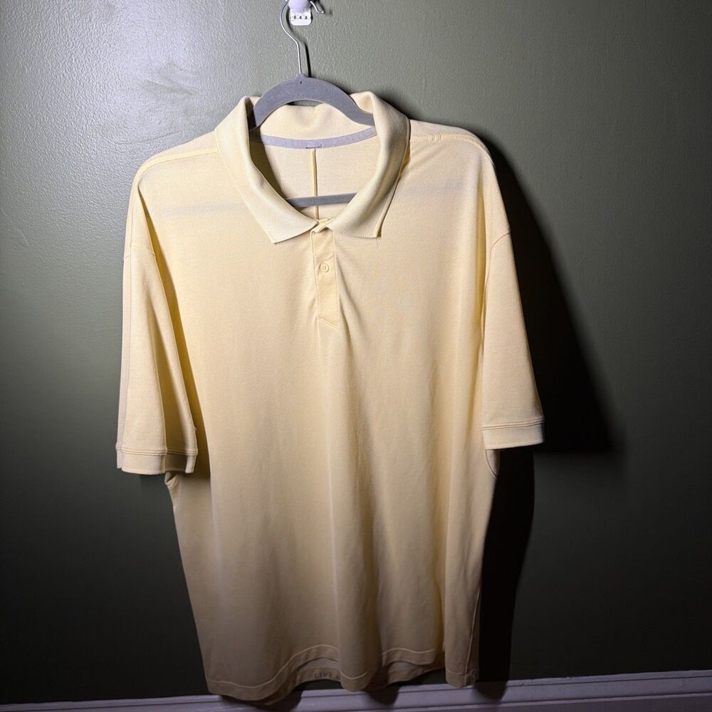 Lululemon Tech Pique Polo Shirt Mens XXL Yellow Short Sleeve Regular Fit Casual